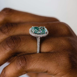 8 Carat Green Cushion-Cut Simulated Diamond Ring in Sterling Silver