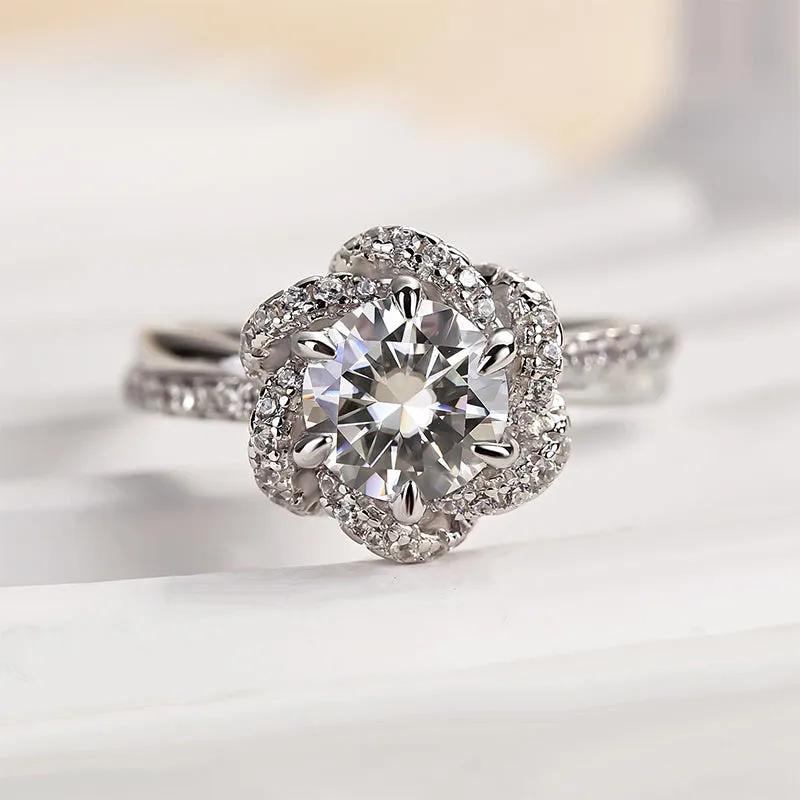 Classic Round-Cut Simulated Diamond Ring in Sterling Silver & White Gold