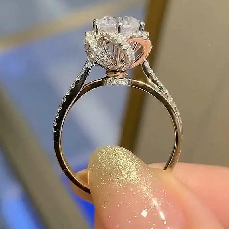 Classic Round-Cut Simulated Diamond Ring in Sterling Silver & White Gold
