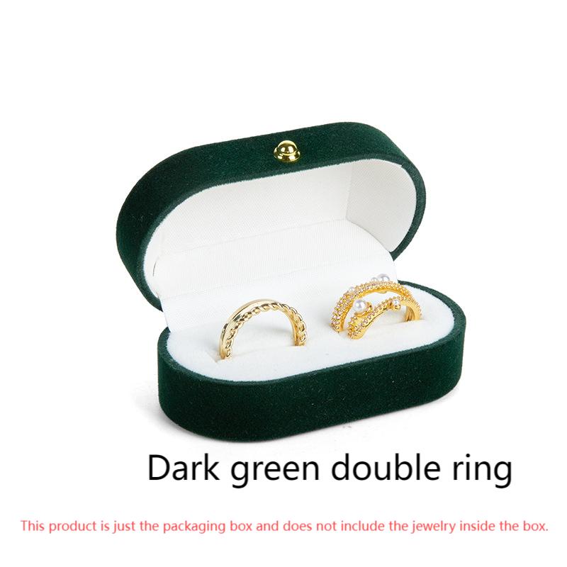 Rounded Gold Buckle Velvet Double Ring Box