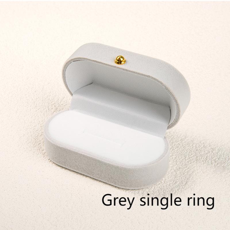 Rounded Gold Buckle Velvet Double Ring Box