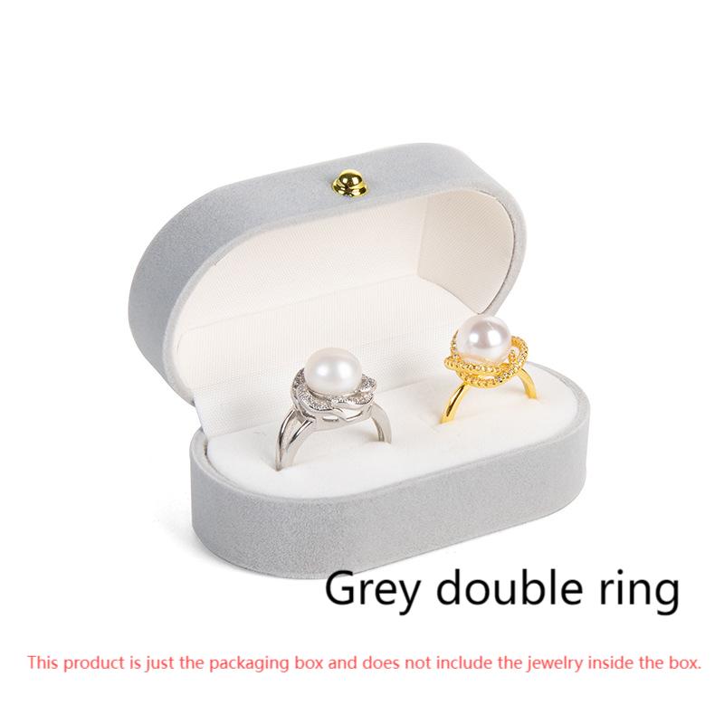 Rounded Gold Buckle Velvet Double Ring Box