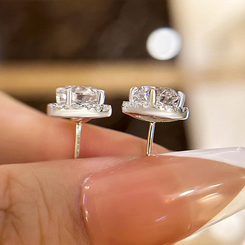1.25 Carat Round Simulated Diamond Earrings in Sterling Silver