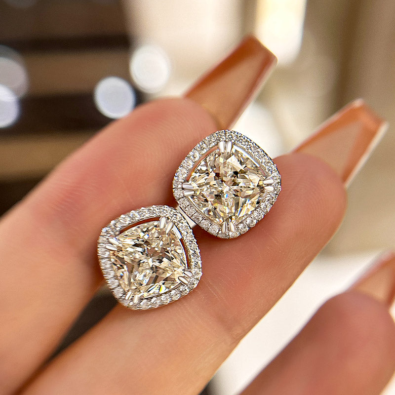 Eternal Love 18K White Gold Plated Cushion Cut Diamond Earrings