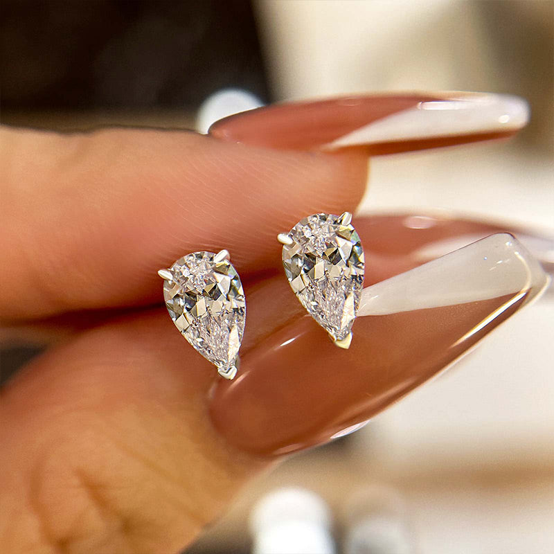 Pear Cut Simulated Diamond Earrings in Sterling Silver