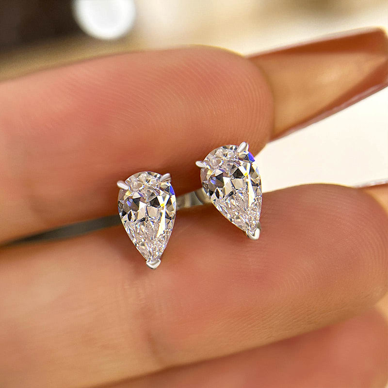 Pear Cut Simulated Diamond Earrings in Sterling Silver