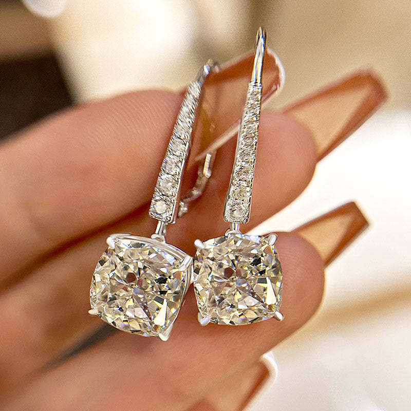 Stunning Cushion-Cut Simulated Diamond Earrings with Round Accents