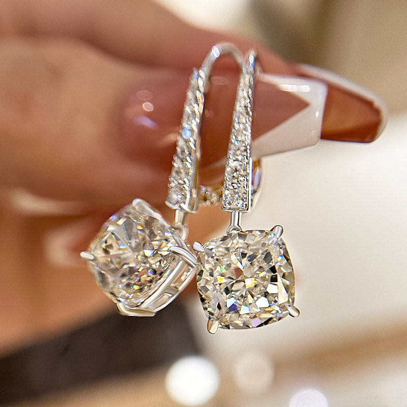 Stunning Cushion-Cut Simulated Diamond Earrings with Round Accents