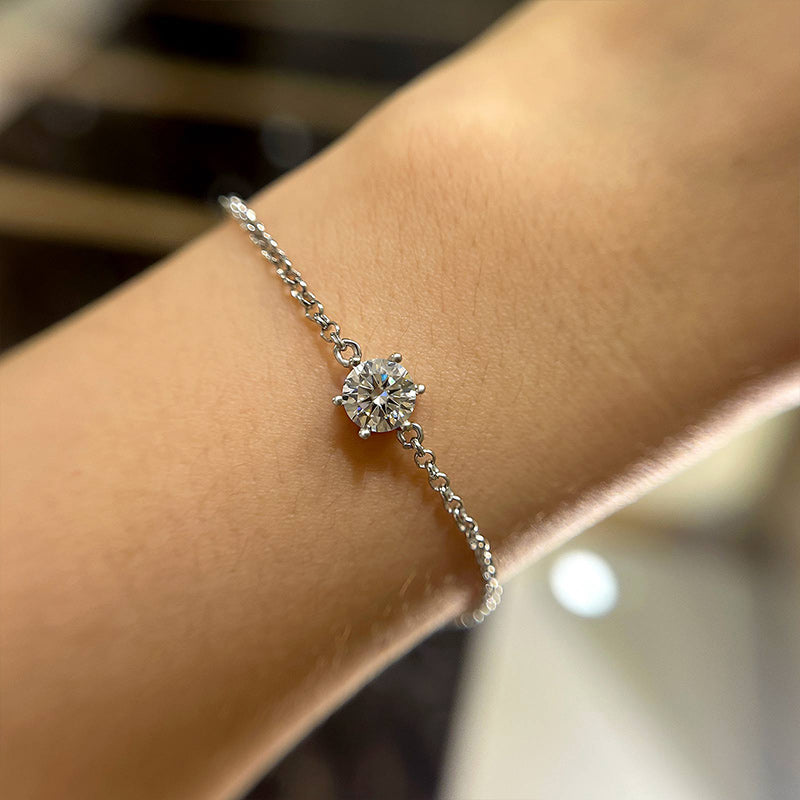 Luxurious Round-Cut Moissanite Bracelet with 18K White Gold