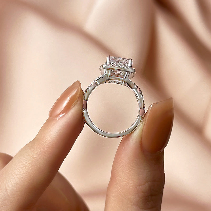2.0ct Princess Cut Halo Ring in Sterling Silver