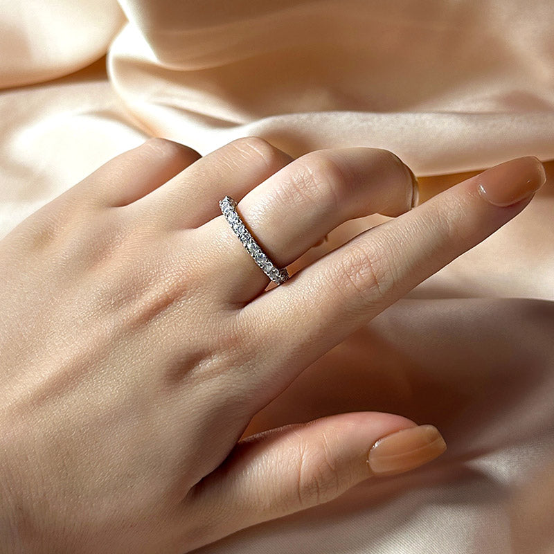 2.0Ct Simulated Diamond Sterling Silver Band Ring 18K White Gold