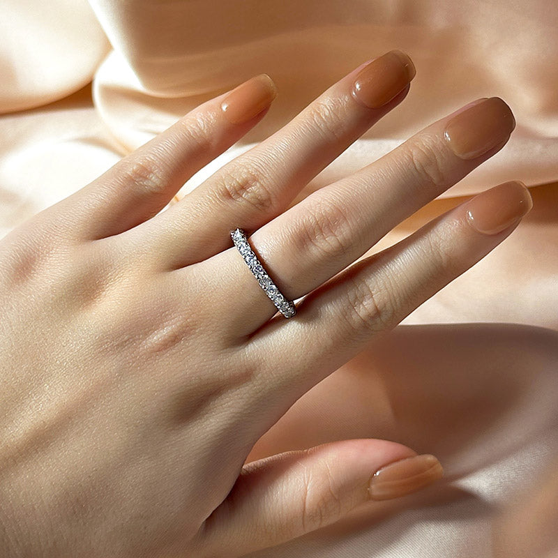 2.0Ct Simulated Diamond Sterling Silver Band Ring 18K White Gold