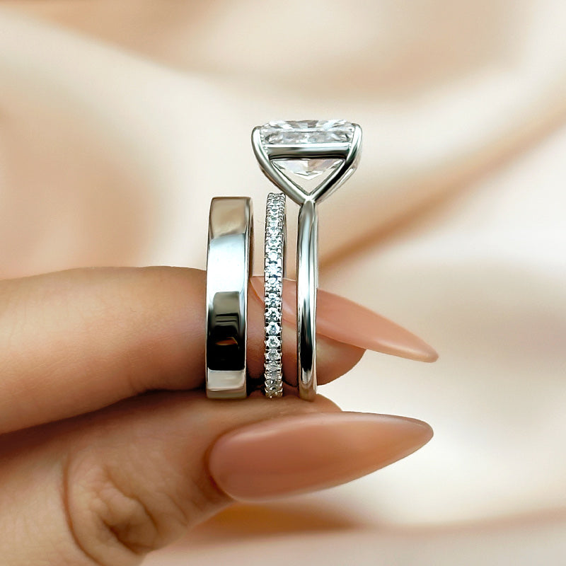Platinum Accented 4.5ct Radiant Diamond Bridal Set