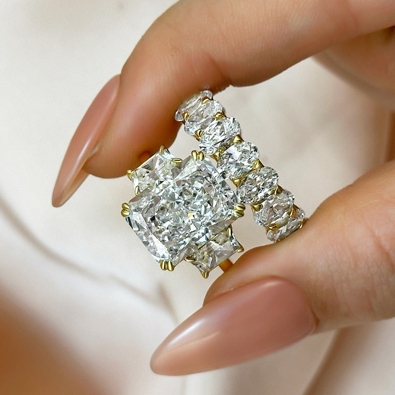 9.0ct Radiant Cut Diamond Bridal Set - Dual Gold Plated