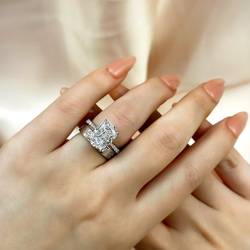 65 Carat Cushion Cut Simulated Diamond Ring 18K White Gold