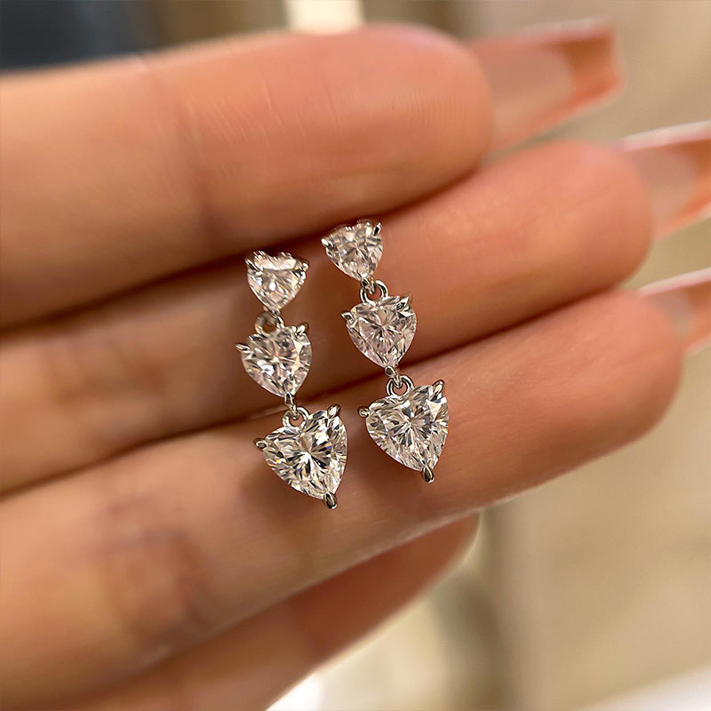 Romantic Heart-Cut Simulated Diamond Earrings for Special Moments
