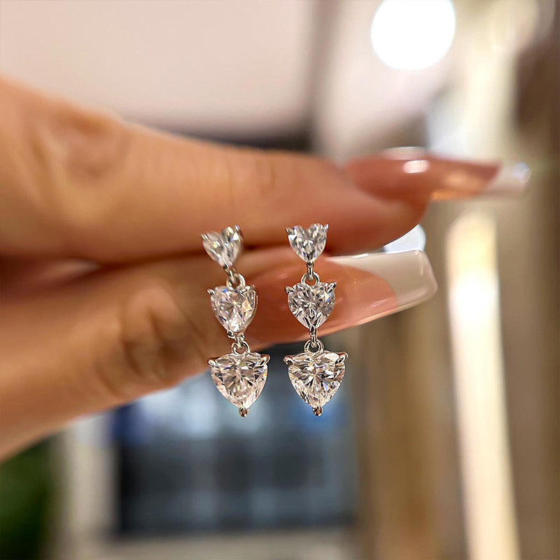 Romantic Heart-Cut Simulated Diamond Earrings for Special Moments