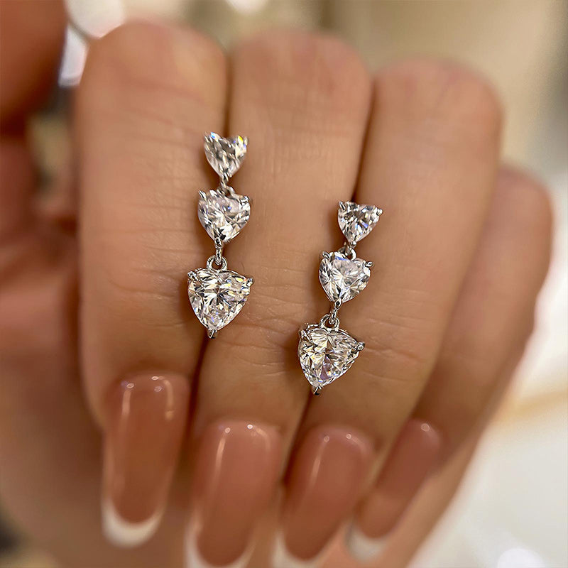 Romantic Heart-Cut Simulated Diamond Earrings for Special Moments