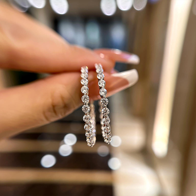 Round Simulated Diamond Earrings in Sterling Silver