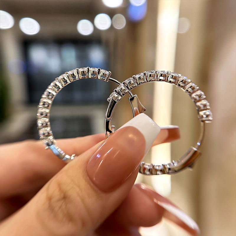 Round Simulated Diamond Earrings in Sterling Silver