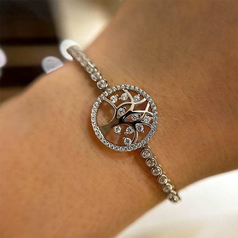 Adjustable Simulated Diamond Bracelet in White Gold