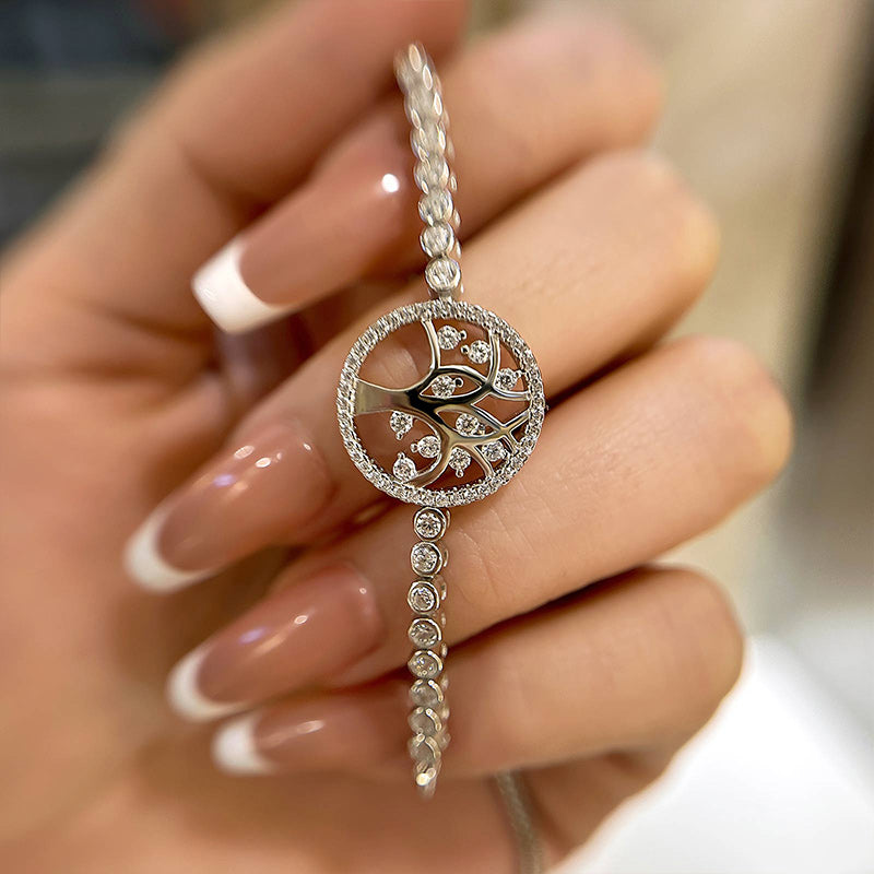 Adjustable Simulated Diamond Bracelet in White Gold