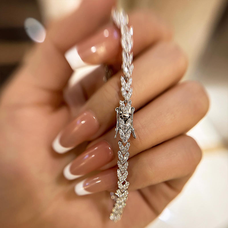 Luxurious Round-Cut Simulated Diamond Bracelet in 18K White Gold