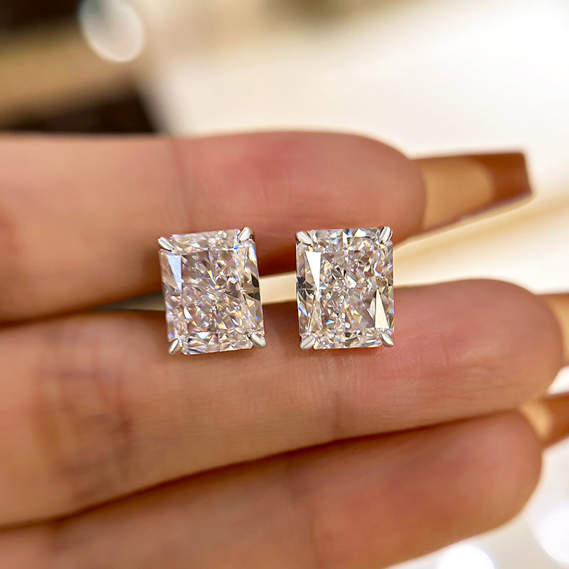 Timeless Elegance 18K Gold Plated Radiant Cut Simulated Diamond Earrings