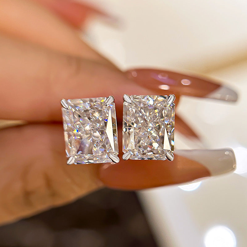 Timeless Elegance 18K Gold Plated Radiant Cut Simulated Diamond Earrings
