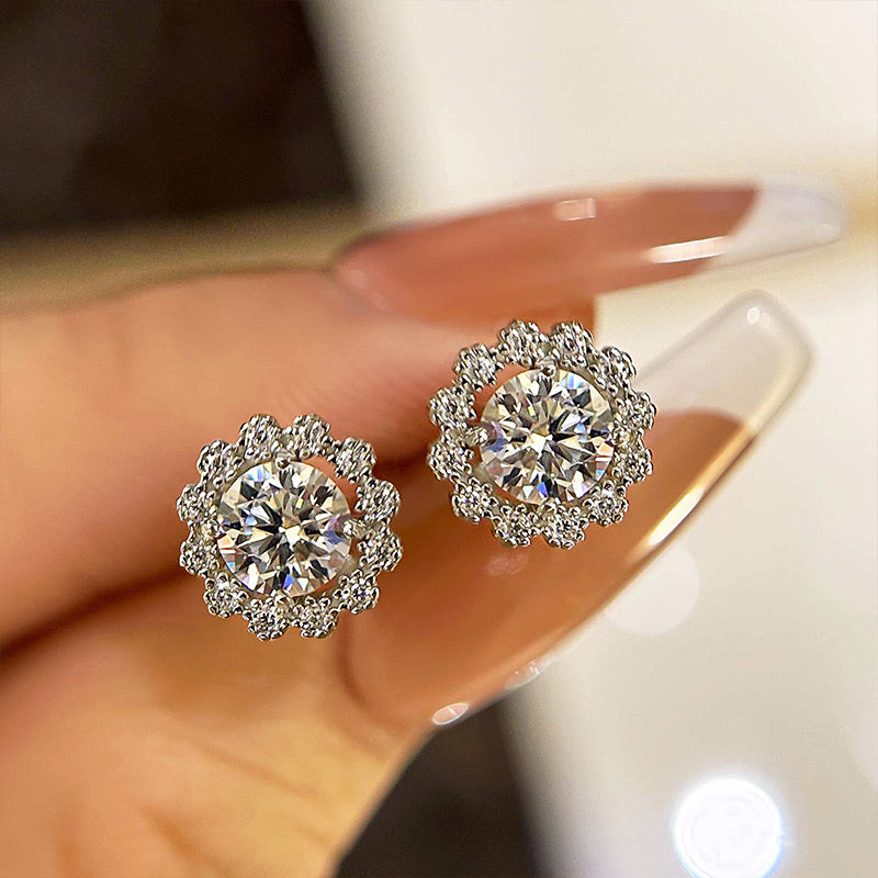 1.0 Carat Round Moissanite Diamond Eternity Earrings