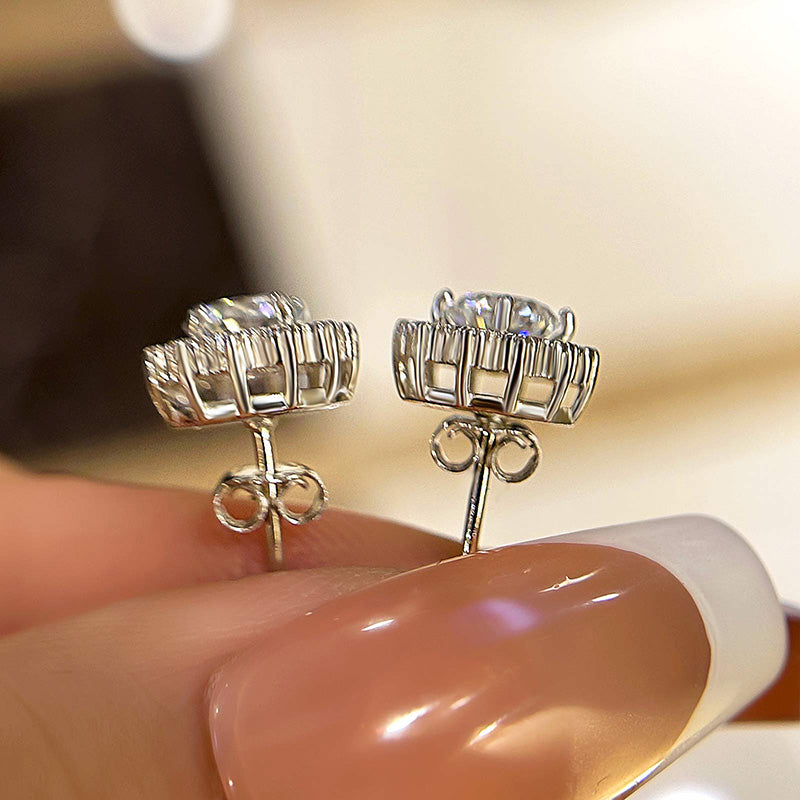 1.0 Carat Round Moissanite Diamond Eternity Earrings