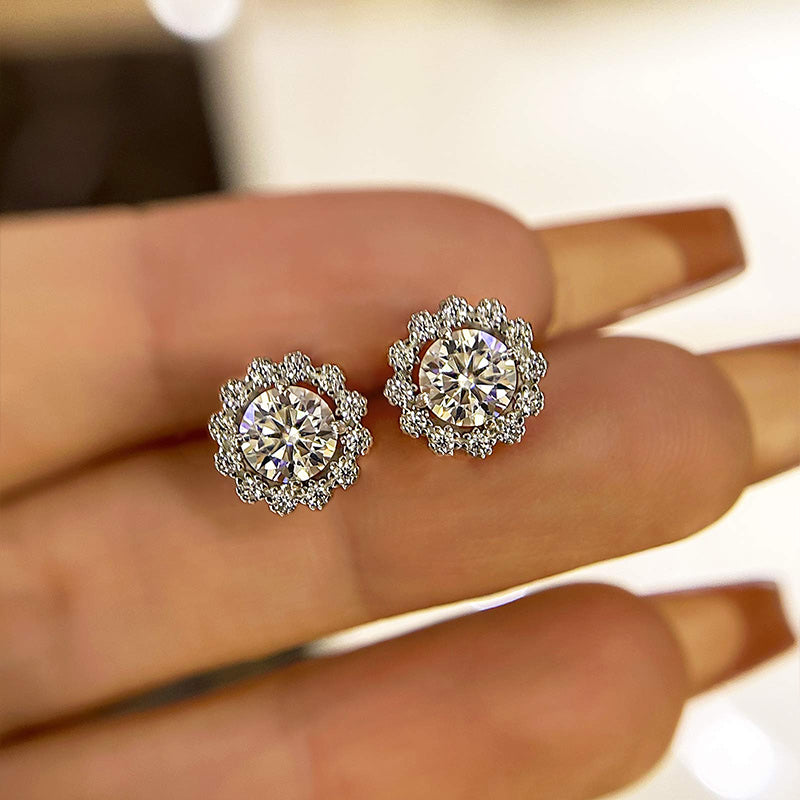 1.0 Carat Round Moissanite Diamond Eternity Earrings