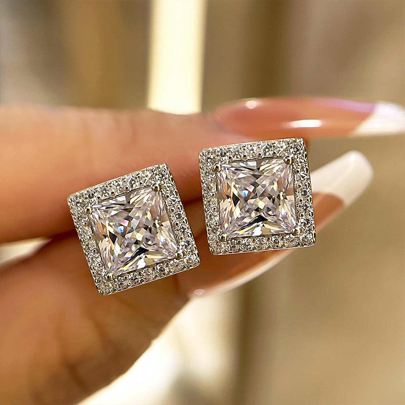 Luxury Princess Cut Simulated Diamond Earrings