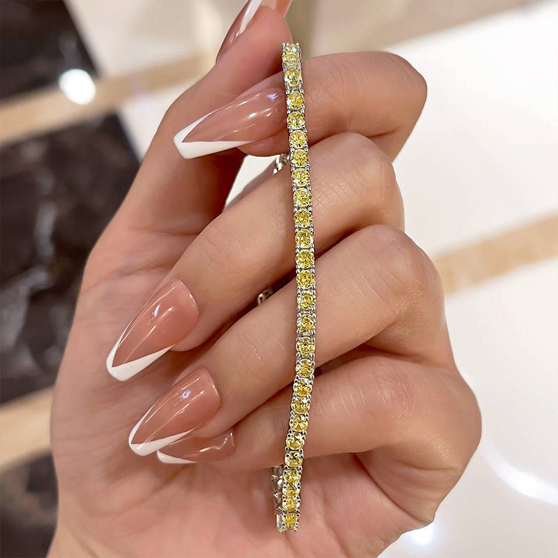 Radiant Yellow Sapphire Simulated Diamond Bracelet in White Gold