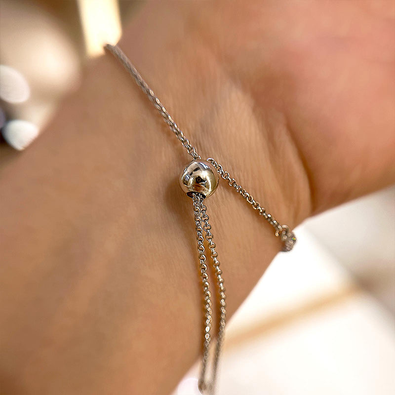 Elegant Sterling Silver Bracelet with Simulated Diamonds