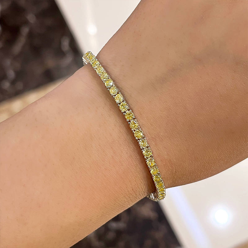 Radiant Yellow Sapphire Simulated Diamond Bracelet in White Gold