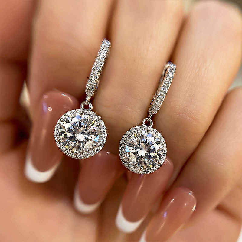 Elegant Round Cut Simulated Diamond Earrings