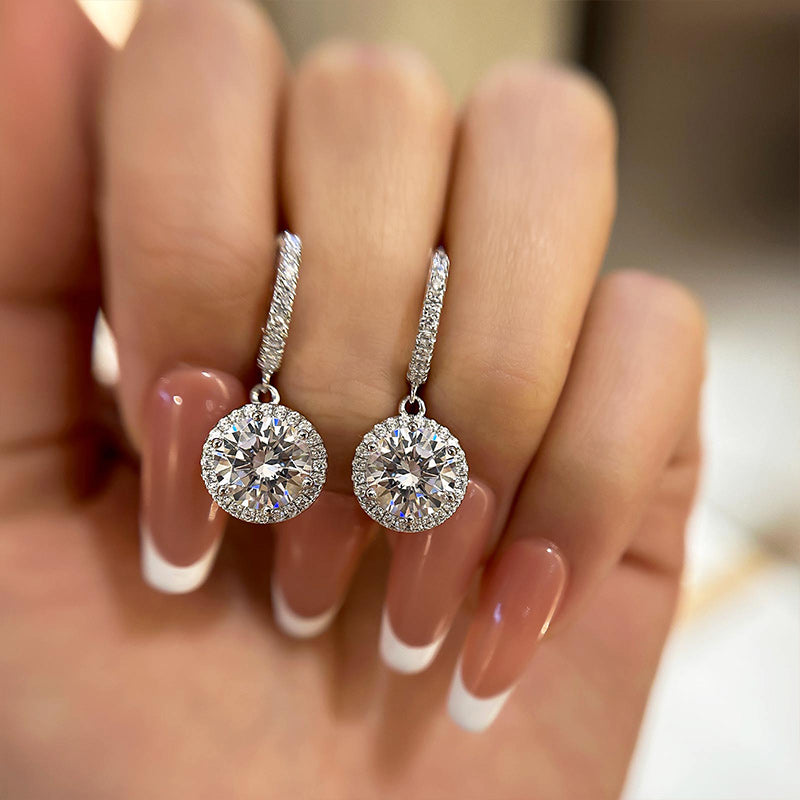 Elegant Round Cut Simulated Diamond Earrings