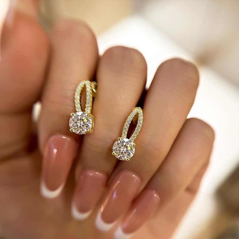 Luxury 18K Gold Moissanite Earrings, Sterling Silver