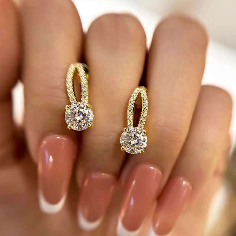 Luxury 18K Gold Moissanite Earrings, Sterling Silver