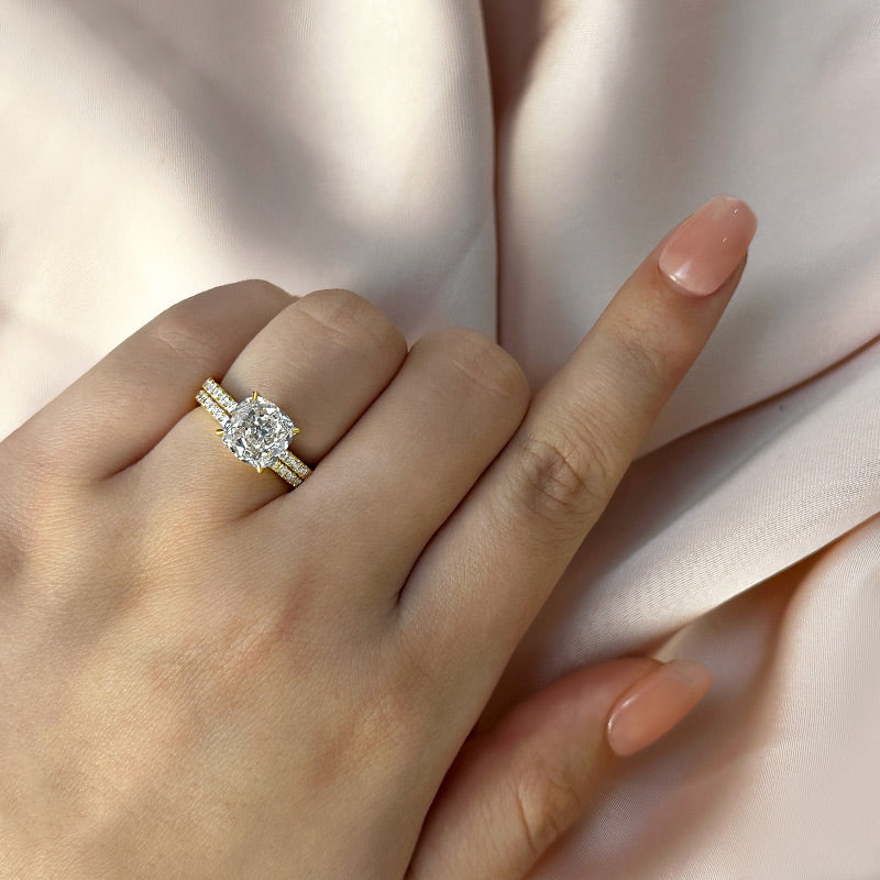 3.0 Carat Sona Simulated Diamond Cushion Cut Wedding Band