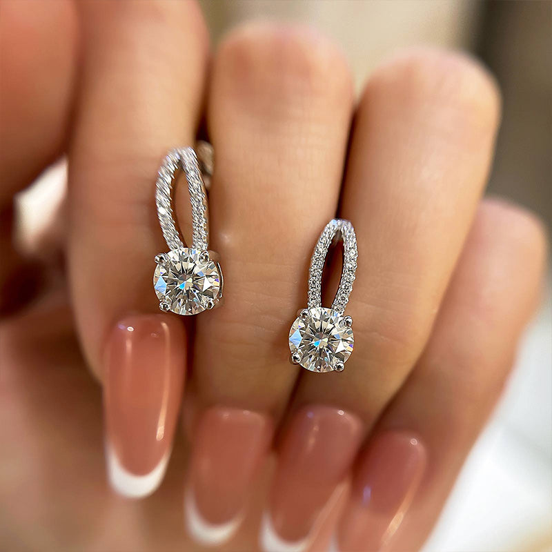 Luxury 18K Gold Moissanite Earrings, Sterling Silver