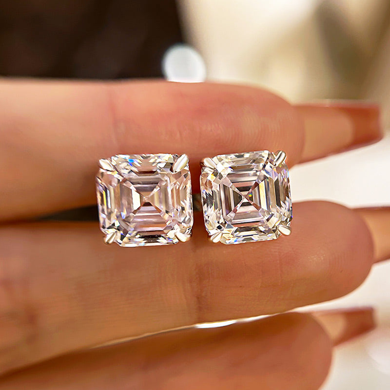 Stunning Asscher Cut Simulated Diamond Earrings