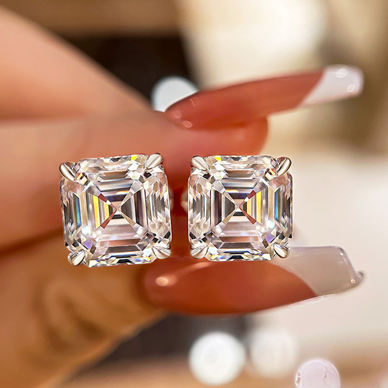 Stunning Asscher Cut Simulated Diamond Earrings
