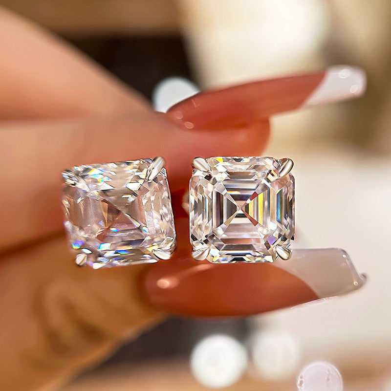 Stunning Asscher Cut Simulated Diamond Earrings