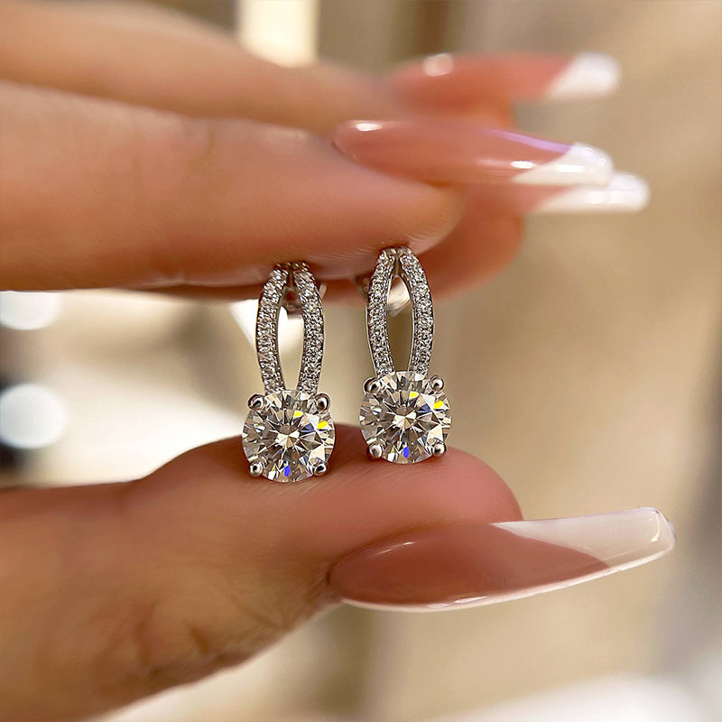 Luxury 18K Gold Moissanite Earrings, Sterling Silver