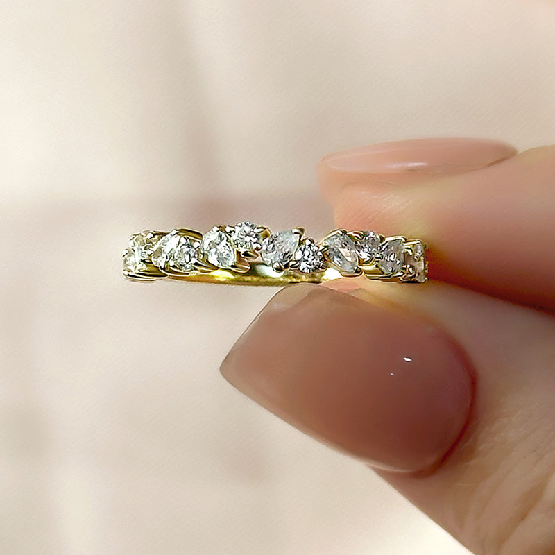 1.5Ct Pear & Round Cut Diamond Sterling Silver Band Ring