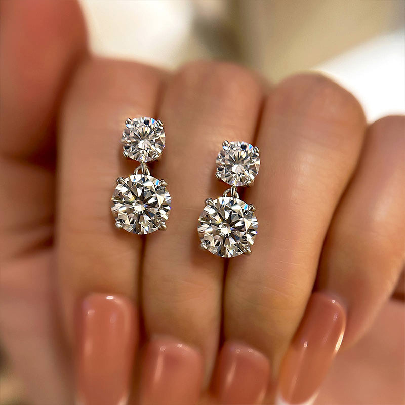 Luxury Round Simulated Diamond Drop Earrings