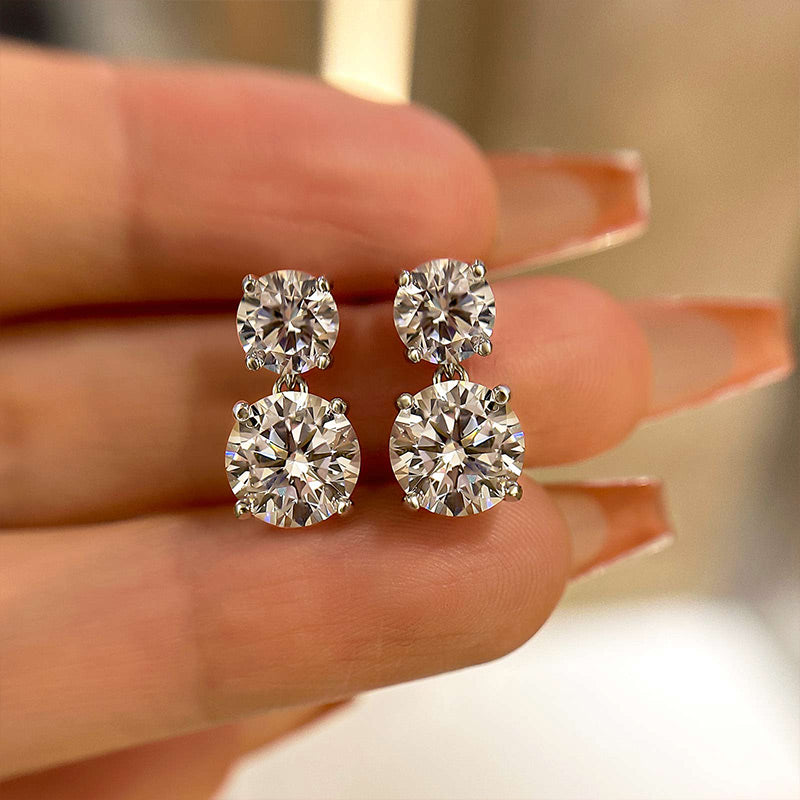 Luxury Round Simulated Diamond Drop Earrings