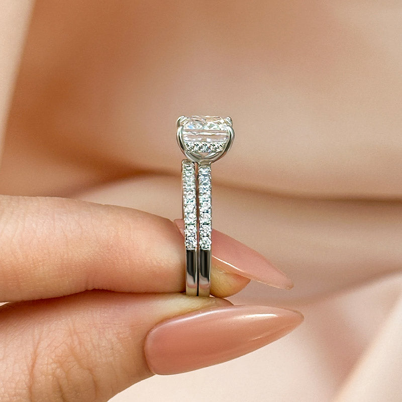 Moissanite 2.0Ct Princess Cut Diamond Wedding Set